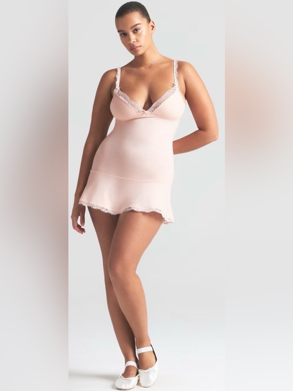 SKIMS Cotton Lace Slip Dress Primrose L